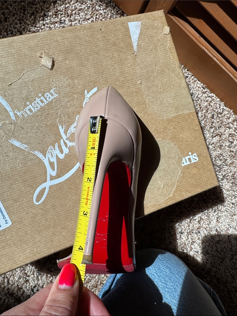 Authentic Christian Louboutin 37 Blush Pink/Taupe high heels - Picture 14 of 16